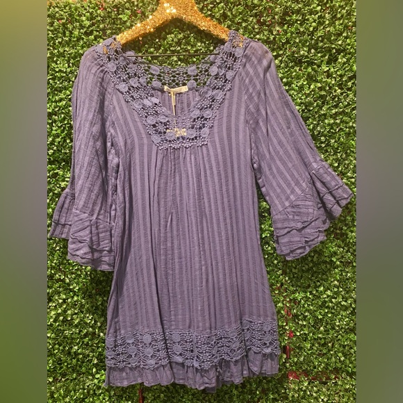 Brand New with Tags MONO RENO Navy Blue Dress with Lace Trim. sz M - Picture 1 of 3